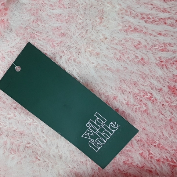 Wild Fable Sweater Spacedye Pink Crew Neck Fuzzy Pullover Cropped Womens Size S - Picture 4 of 5